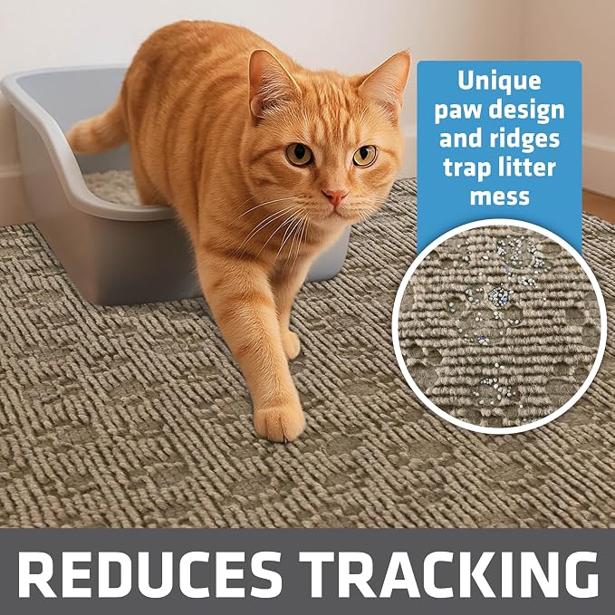 Drymate Cat Litter Box Mat, Litter Trapping Mat, Tan, 28x34 XL | Waterproof, Urine-Proof, Absorbent, Machine Washable, Soft on Paws, Contains Mess, Protects Floors, Kitten Supplies, USA Made