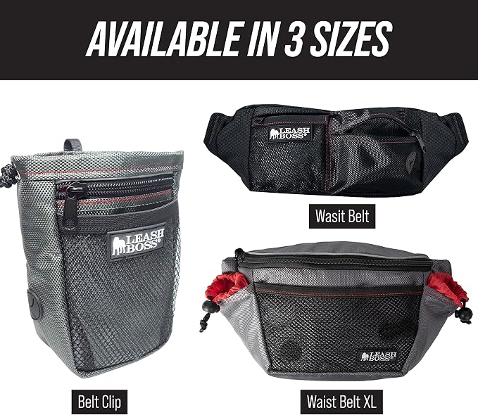 Leash Boss Dog Treat Pouch for Training | Training Treat Pouches for Pet Training | Treat Bag for Dog Training | Portable Kibble Snack Container for Pets | Fanny Pack Waist Belt Transport On The Go