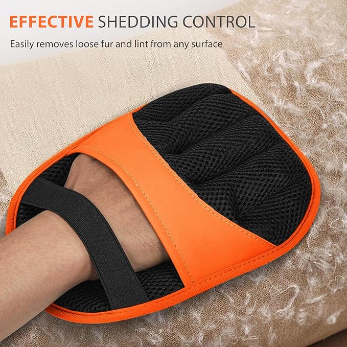 Pet Grooming Glove Set for Dogs & Cats - Professional Pet Hair Removal Glove with Free Nail Clippers and Silicone Finger Toothbrush