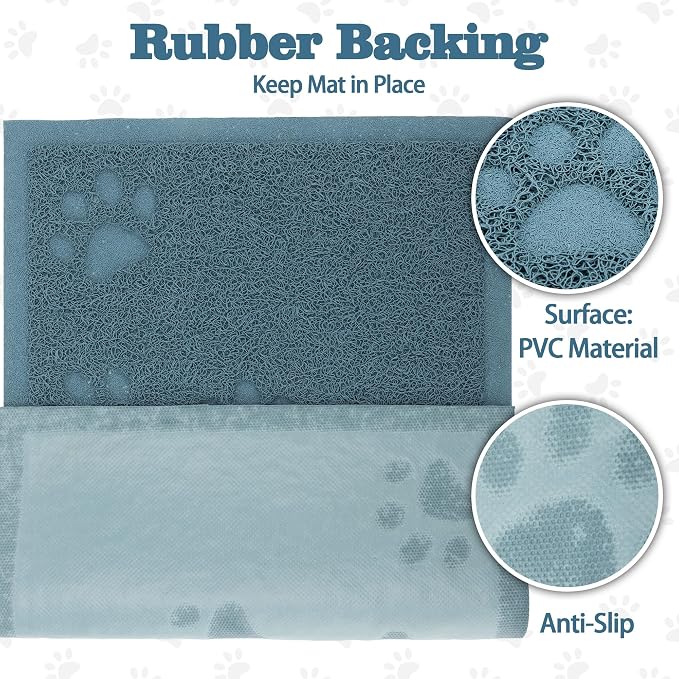 Darkyazi Cat Litter Box Mat for Floor Litter Trapping Mat Non-Slip Backing, Scatter Control, Easy Clean, Water Resistant, Soft on Paws (15.75" x 11.75",Silver Blue)