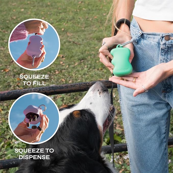 Springer Springland Dog Treat Pouch for Effort-Free Squeeze Dispensing - Easy-Fill, Food-Grade Silicone Treat Pouches for Pet Training - Includes Carabiner-Black