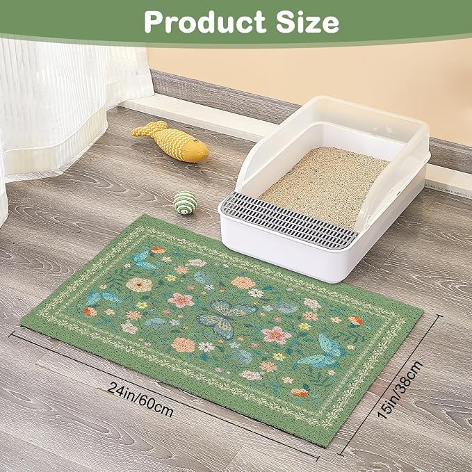 Unicorn Catcher 24"x15" Cat Litter Mat Non-Slip Washable Litter Box Mat | High-Density PVC Litter Catcher Mat Efficiently Traps Scattered Litter From Paws To Keep Floors Clean