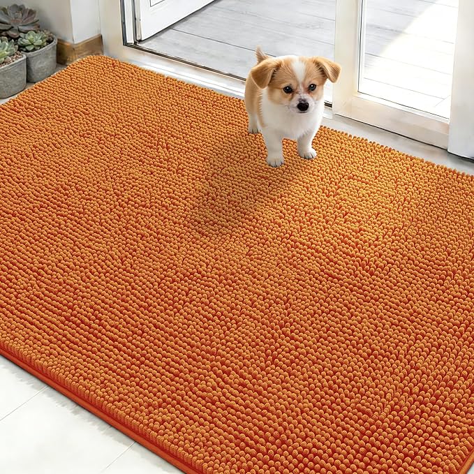 OLANLY Dog Door Mat for Muddy Paws 50x30, Super Absorbent Chenille Mud Mat | Clay, Absorbs Moisture and Dirt, Non-Slip Machine Washable Doormat, Quick-Drying Indoor Entryway Floor Carpet for Dogs