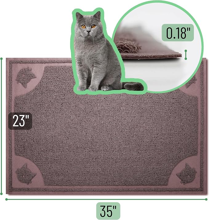 Mr. Pen- Large Cat Litter Mat, 23.5”X 35.2”, Brown | Trapping Mat for Litter Box, Cat Rug, Large