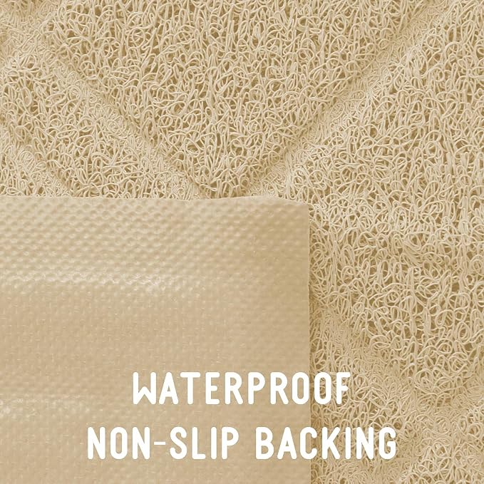 Downtown Pet Supply - Padded Non-Slip Cat Litter Mat - Waterproof for All Litter Types - Beige Large 35 in x 42 in