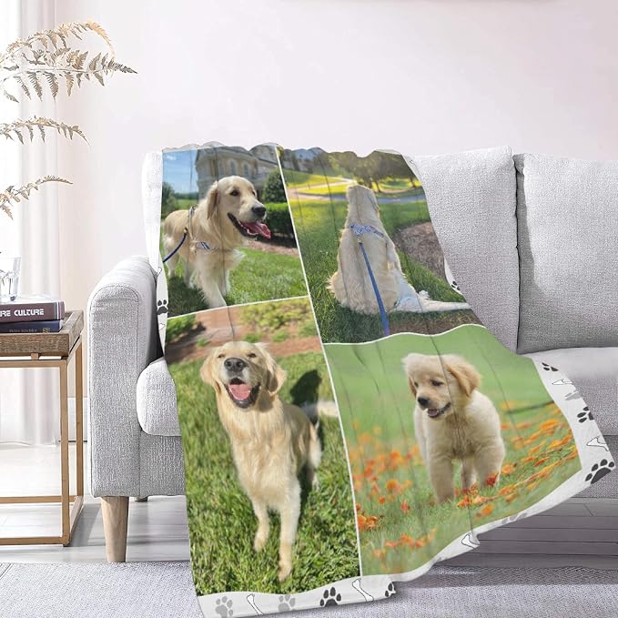 Custom Dog Blankets with Pictures, Personalized Name Blanket for Pets, Customized Pet Photo Throw,The Lightweight Blanket All-Season 40"x30"for Pet