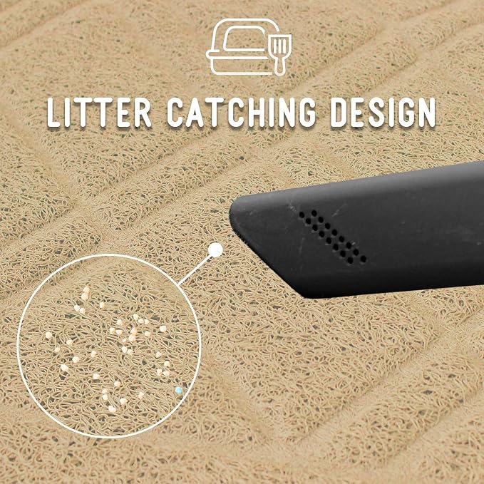 Downtown Pet Supply - Padded Non-Slip Cat Litter Mat - Waterproof for All Litter Types - Beige Large 35 in x 42 in