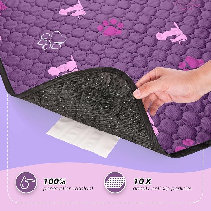 WanpeeGoo Washable Pee Pads for Dogs, Waterproof, 72 x 72 in, 1 Pack, Purp | Super Absorbent, Waterproof and Non-Slip; Washable, Reusable Dog Pads for Crates, Playpens, Floors, Furniture and Travel