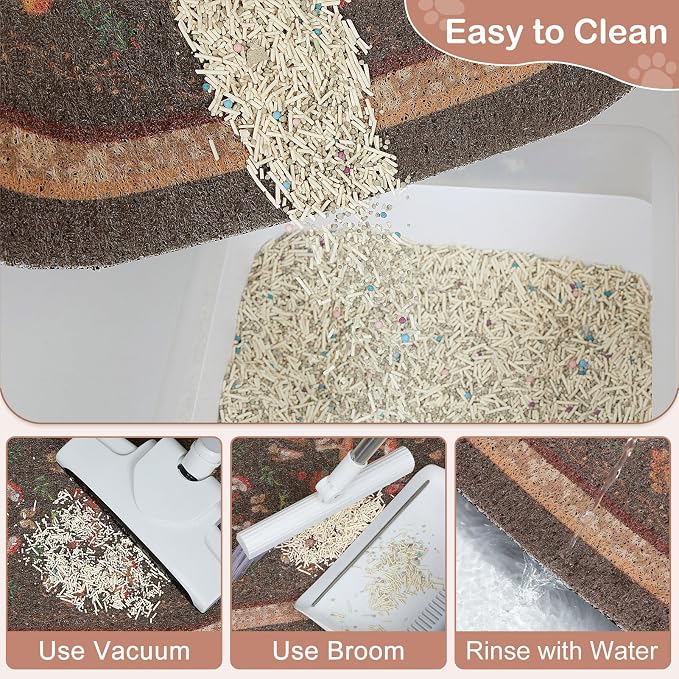 Bienbee Cat Litter Mat, 40" x 30" Dense Trapping Mesh for Litter Boxes | Litter Box Mat with PVC Mesh, Waterproof &Urineproof, Non-Slip Grip, Soft On Kitty Paws and Easy to Clean to Protect Floor