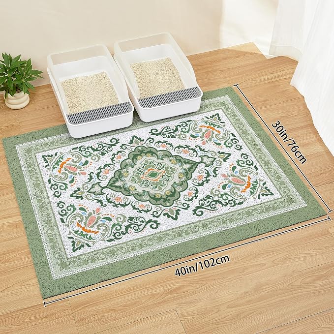 Unicorn Catcher 40"x30" Cat Litter Mat Non-Slip Washable Litter Box Mat | High-Density PVC Litter Catcher Mat Efficiently Traps Scattered Litter From Paws To Keep Floors Clean