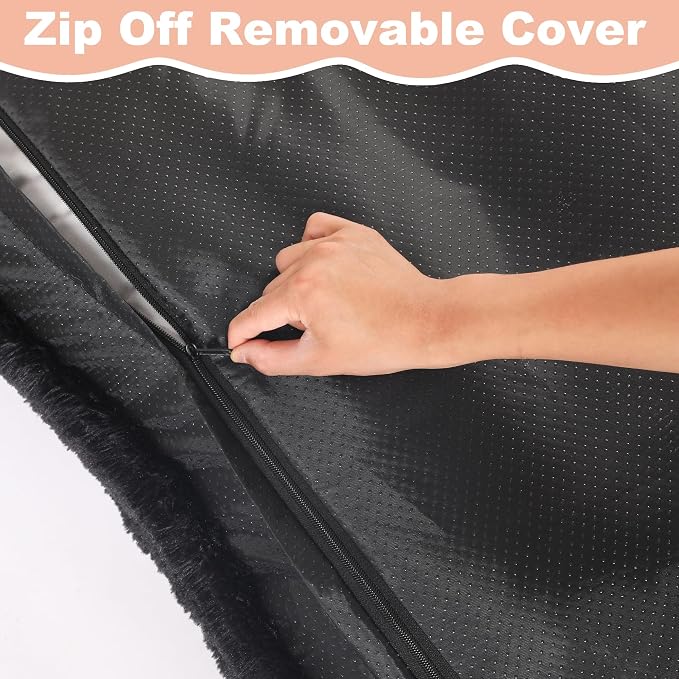 Bedfolks Waterproof Dog Crate Bed, Plush Large Dog Pad, 35"x23", Black | Faux Fur Plush Cover, Removable Washable Outer, Waterproof Inner Lining, Non-Slip Base, Crate Pad and Dog Pillow