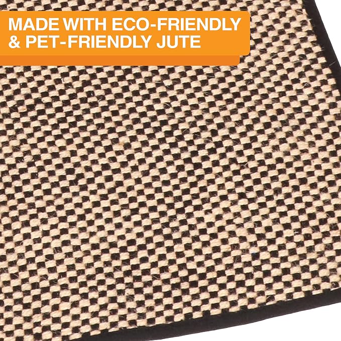 Neater Pets Jute Cat Litter Trapping Mat - Catches Spilled Litter Mess from Kitty Litter Box to Protect Floors, Soft on Cats Paws, Anti-Skid Backing, Easy to Clean, Checkered, 24" x 36"