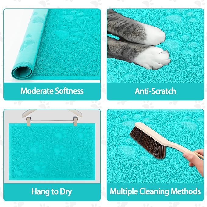 Darkyazi Cat Litter Box Mat for Floor Litter Trapping Mat Non-Slip Backing, Scatter Control, Easy Clean, Water Resistant, Soft on Paws (15.75" x 11.75",Lake Blue)