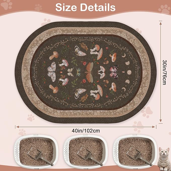 Bienbee Cat Litter Mat, 24" x 15" Dense Trapping Mesh for Litter Boxes | Litter Box Mat with PVC Mesh, Waterproof &Urineproof, Non-Slip Grip, Soft On Kitty Paws and Easy to Clean to Protect Floor