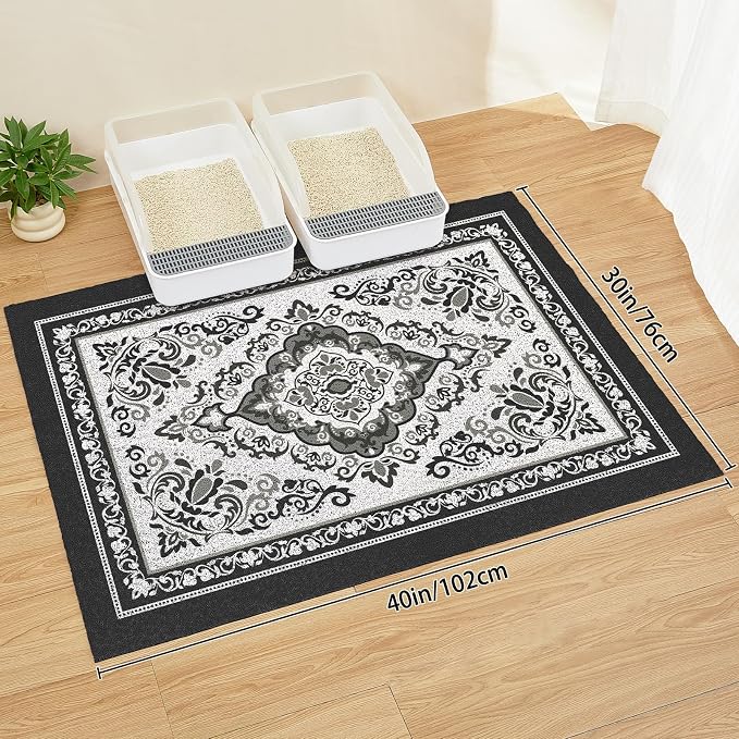 Unicorn Catcher 40"x30" Cat Litter Mat Non-Slip Washable Litter Box Mat | High-Density PVC Litter Catcher Mat Efficiently Traps Scattered Litter From Paws To Keep Floors Clean