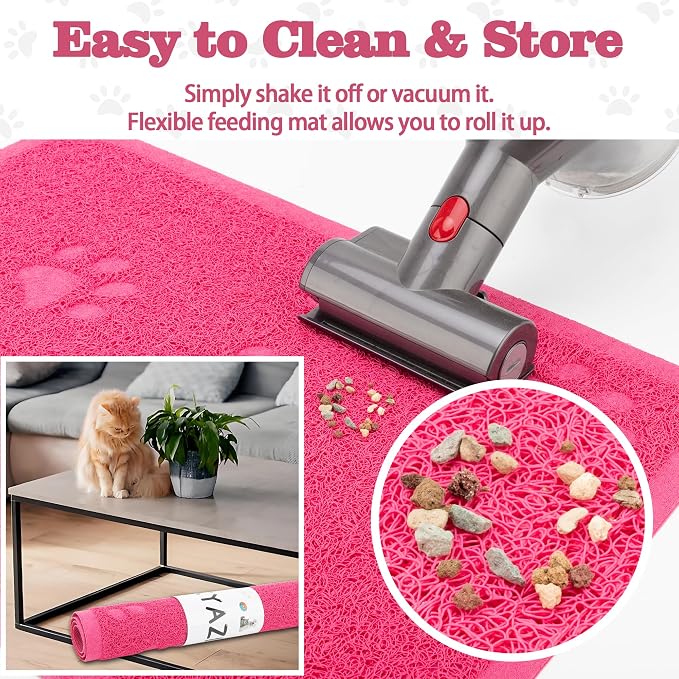 Darkyazi Cat Litter Box Mat for Floor Litter Trapping Mat Non-Slip Backing, Scatter Control, Easy Clean, Water Resistant, Soft on Paws (15.75" x 11.75",Rose red)
