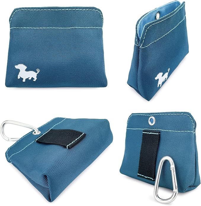 Small Dog Treat Pouch – Slim Magnetic Pocket Dog Treat Bag for Walking & Training – Discreet Clip On Treat Pouch for Leash, Waistband or Pocket – Mess Free Storage (Turquoise)