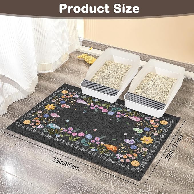 Unicorn Catcher 33"x22" Cat Litter Mat Non-Slip Washable Litter Box Mat | High-Density PVC Litter Catcher Mat Efficiently Traps Scattered Litter From Paws To Keep Floors Clean