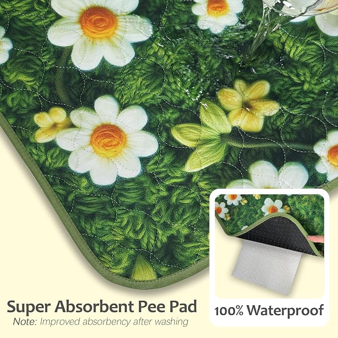 Washable Guinea Pig Pee Pads,Reusable Guinea Pig Cage Liner 2 Pack | Waterproof, Leak-Proof, Absorbent & Non-Slip, 24"x48" Bedding Potty Training Mat for Small Animal Rabbit Bunny Hamster Rat