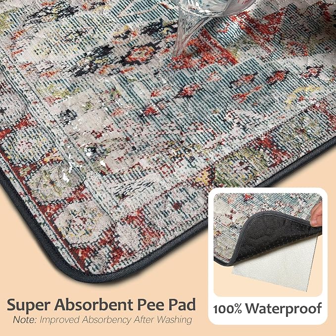 Washable Pee Pads for Dogs, Reusable Puppy Potty Training Pads, Ultra-Absorbent Thick Waterproof Leak-Proof Non-Slip Pads & Mat for Crate, Playpen, Floor, Whelping & Housebreaking , 2 Pack 54"x54"