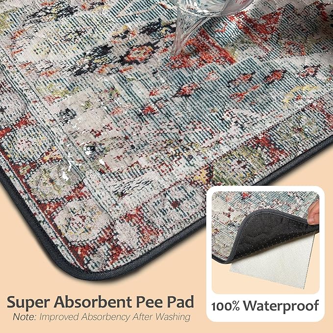 Washable Pee Pads for Dogs, Reusable Puppy Potty Training Pads, Ultra-Absorbent Thick Waterproof Leak-Proof Non-Slip Pads & Mat for Crate, Playpen, Floor, Whelping & Housebreaking , 2 Pack 48"x72"