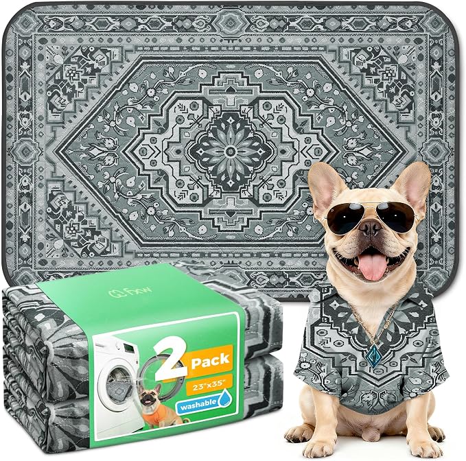 FXW Washable Pee Pads for Dogs, Super Absorbent, 23" x 35", 2 Packs | Machine washable, Non-slip backing