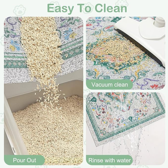 Glittme Cat Litter Mat, 24"x15" Non-Slip Washable Trapping Mat for Cats | Litter Trapping Mat With Thick PVC Coil To Catch Scatter, Soft On Paws And Waterproof Bottom To Protect Floors