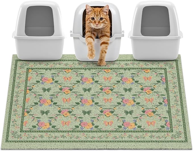 Unicorn Catcher 40"x30" Cat Litter Mat Non-Slip Washable Litter Box Mat | High-Density PVC Litter Catcher Mat Efficiently Traps Scattered Litter From Paws To Keep Floors Clean