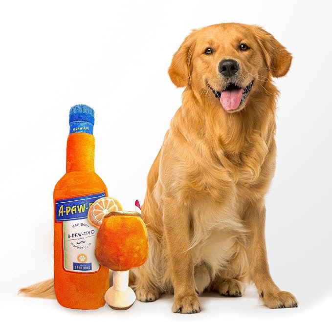 Bark Bros - Liquor Bottle Dog Toy - Plush Squeaky Dog Toys Funny Drink Parody - Alcohol Dog Toy - Dog Birthday Toy - Cute Dog Toys - Puppy Gifts - Puppy Stuff - Dog Stuff (Large, Apawrol Spritz)