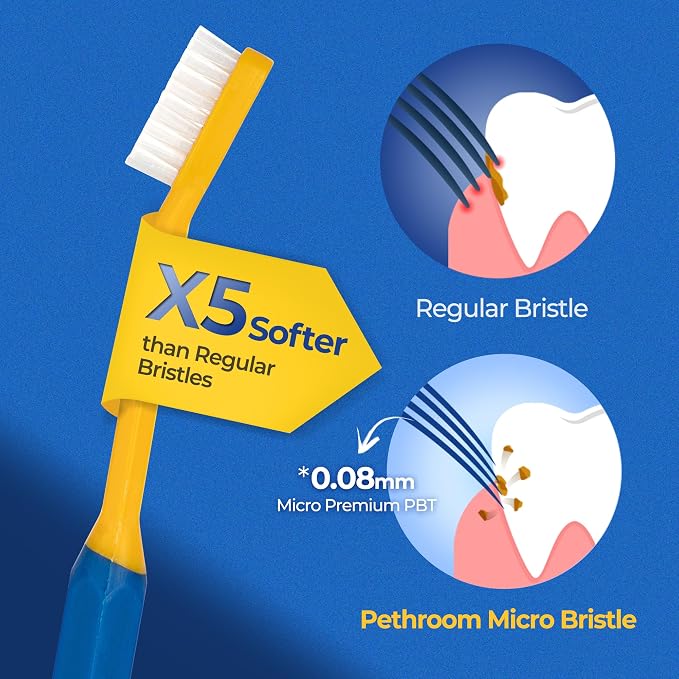 PETHROOM Pet Toothbrush | Dogs and Cats Teeth Brushing Cleaning Tooth Care | Soft Bristle Cleaning Toothbrush for Dog Puppy Cat, Removing Old Plaque and Tartar (Medium)