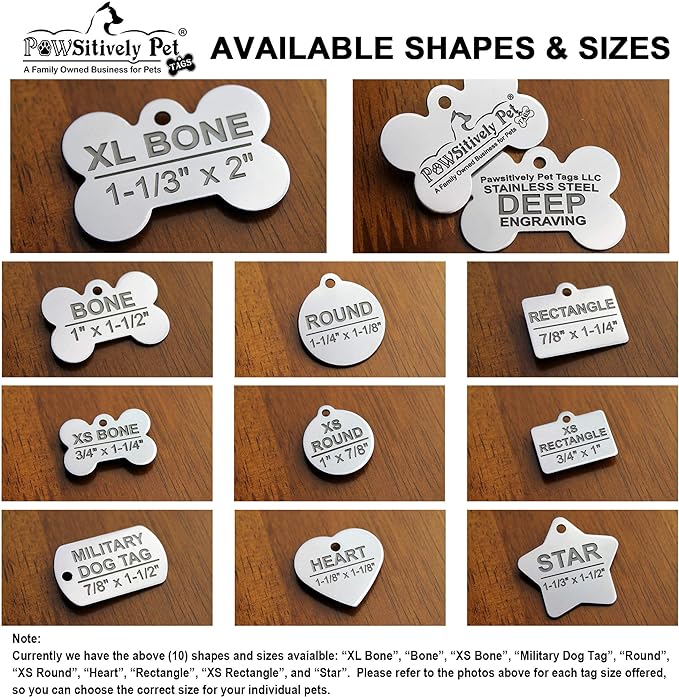 DEEP Engraved Premium Dog & Cat ID Tag – Personalized, Stainless Steel, Long-Lasting Durability - XL Bone 1-1/3"x2 (2-Side Engraving)