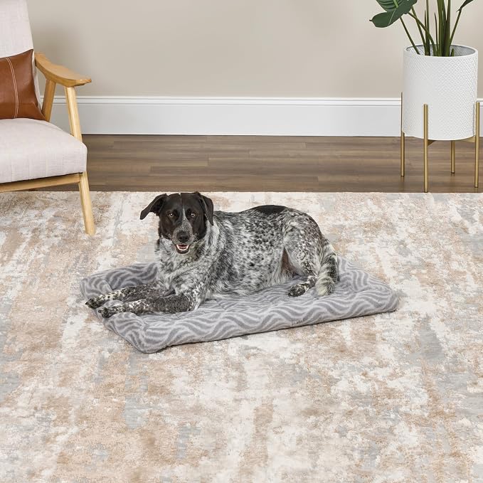 MidWest Homes for Pets QuiteTime Deluxe Wave Bolster Bed for Intermediate Dogs; Easily Machine Wash and Dry; Gray; 36"; 40236-WVGY