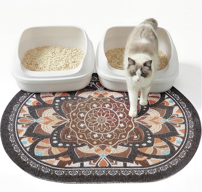 Bienbee Cat Litter Mat, 33" x 22" Dense Trapping Mesh for Litter Boxes | Litter Box Mat with PVC Mesh, Waterproof &Urineproof, Non-Slip Grip, Soft On Kitty Paws and Easy to Clean to Protect Floor