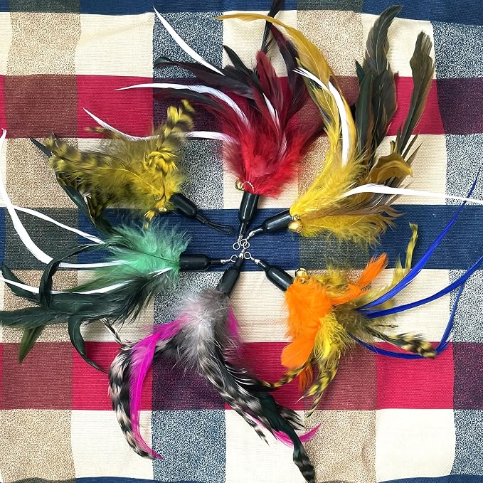 AcceLeah 11Pcs Cat Wand Refills, Feather Dragonfly & Worm Attachments