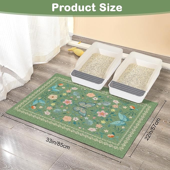 Unicorn Catcher 33"x22" Cat Litter Mat Non-Slip Washable Litter Box Mat | High-Density PVC Litter Catcher Mat Efficiently Traps Scattered Litter From Paws To Keep Floors Clean