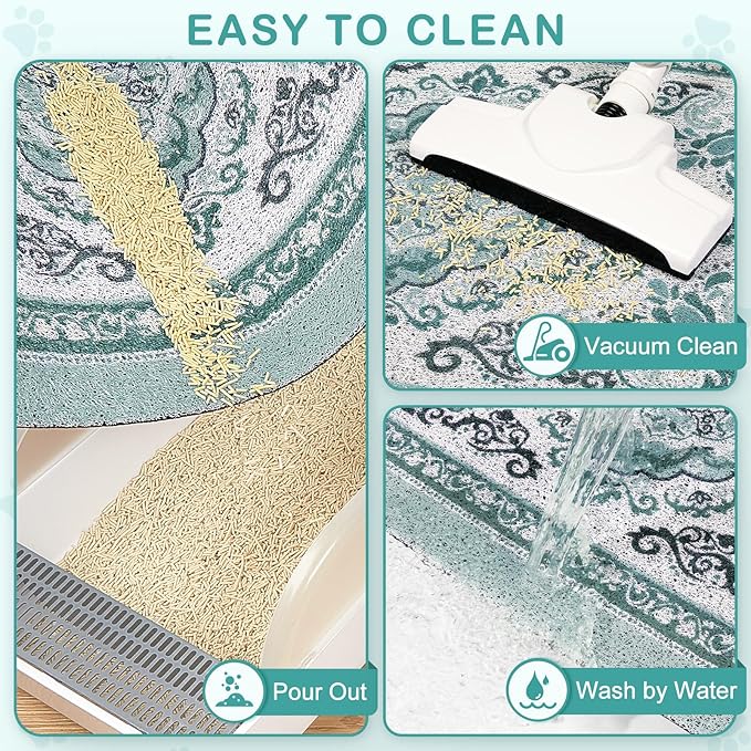 Unicorn Catcher 40"x30" Cat Litter Mat Non-Slip Washable Litter Box Mat | High-Density PVC Litter Catcher Mat Efficiently Traps Scattered Litter From Paws To Keep Floors Clean