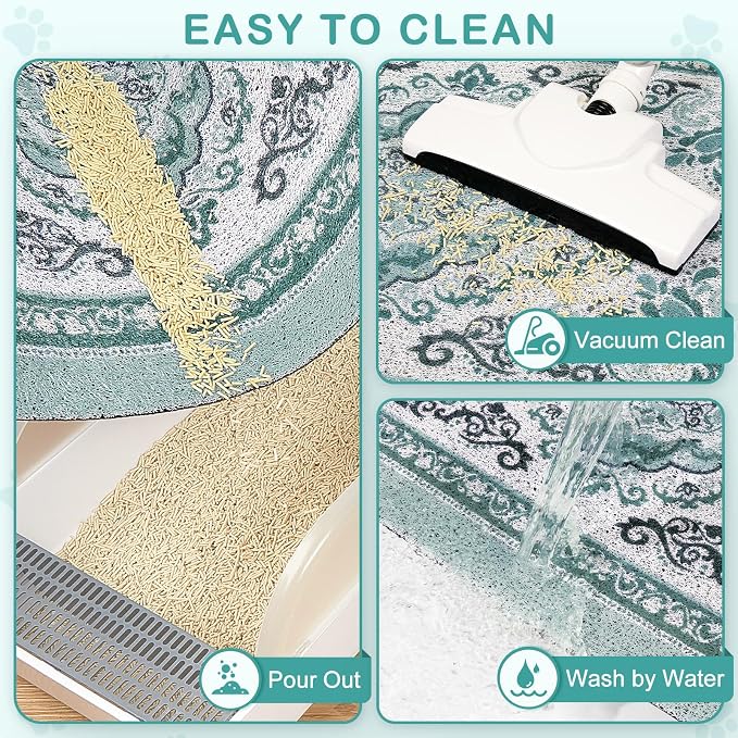 Unicorn Catcher 24"x15" Cat Litter Mat Non-Slip Washable Litter Box Mat | High-Density PVC Litter Catcher Mat Efficiently Traps Scattered Litter From Paws To Keep Floors Clean
