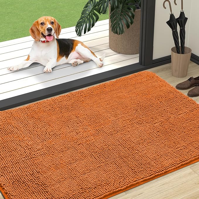 OLANLY Dog Door Mat for Muddy Paws 47x32, Super Absorbent Chenille Mud Mat | Clay, Absorbs Moisture and Dirt, Non-Slip Machine Washable Doormat, Quick-Drying Indoor Entryway Floor Carpet for Dogs