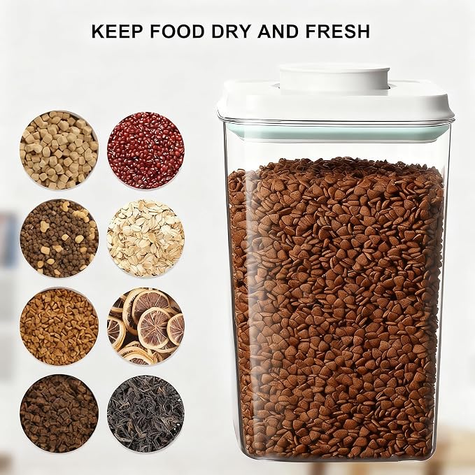 3-5 Lbs Dog Cat Treat Container Pop Pet Food Storage Container with Scoop | Dog Food Storage Bin Canister with Pop Up Lid Airtight Stackable BPA-Free Pet Treat Containers for Kibble & Treats 4.2qt
