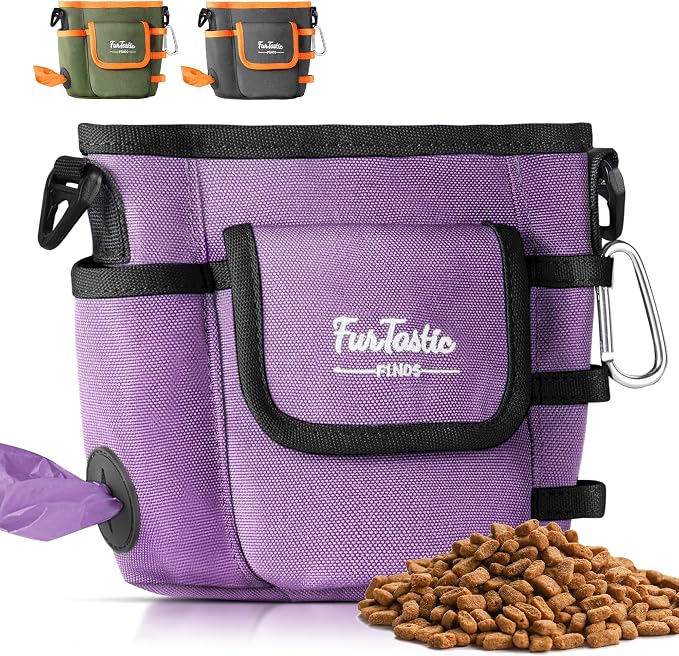 Dog Treat Pouch with Magnetic Closure for Pet Training | 3-Way Wear Treat Bag, 900D Waterproof Fabric, 4 Storage Spaces for Walking, Hiking, Agility, Training & Daily Rewards