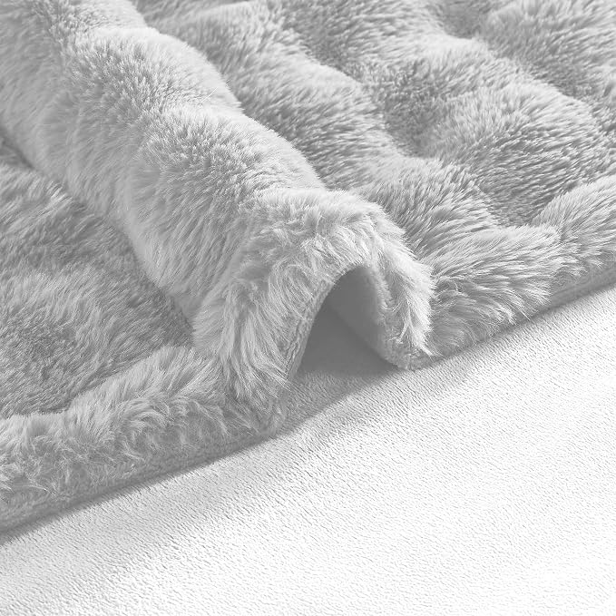 Modern Threads Water-Resistant Faux Rabbit Fur Pet Blanket for Dogs & Cats – Ultra-Soft Couch, Bed & Crate Protector, 50x60 Light Grey