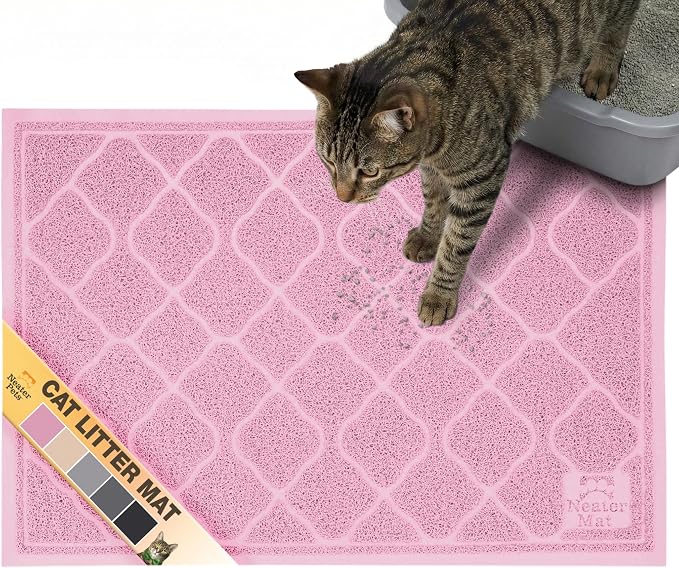 Neater Pets Neater Mat Cat Litter Mat, Thick & Durable Cat Mat for Litter Box, Trapper Pad Catches Mess to Protect Indoor Floors, Soft on Kitty Paws, Anti-Skid Grip Backing, Easy to Clean, Pink