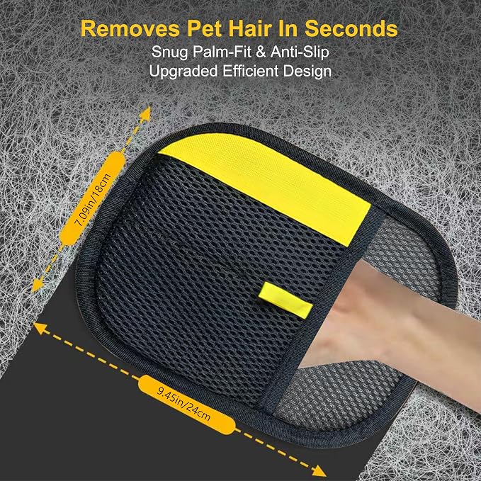 Electrostatic Pet Hair Removal Glove for Cats & Dogs, Reusable Electrostatic Hair Remover, Washable Grooming Glove for Removing Pet Hair from Clothes, Furniture, Carpets & Car Interiors
