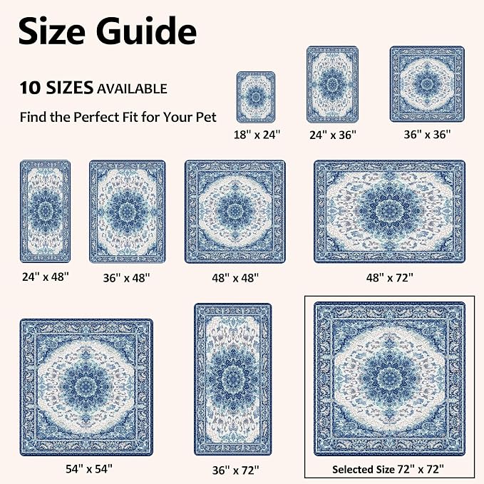Washable Pee Pads for Dogs, Reusable Puppy Potty Training Pads, Ultra-Absorbent Thick Waterproof Leak-Proof Non-Slip Pads & Mat for Crate, Playpen, Floor, Whelping & Housebreaking , 1 Pack 72"x72"
