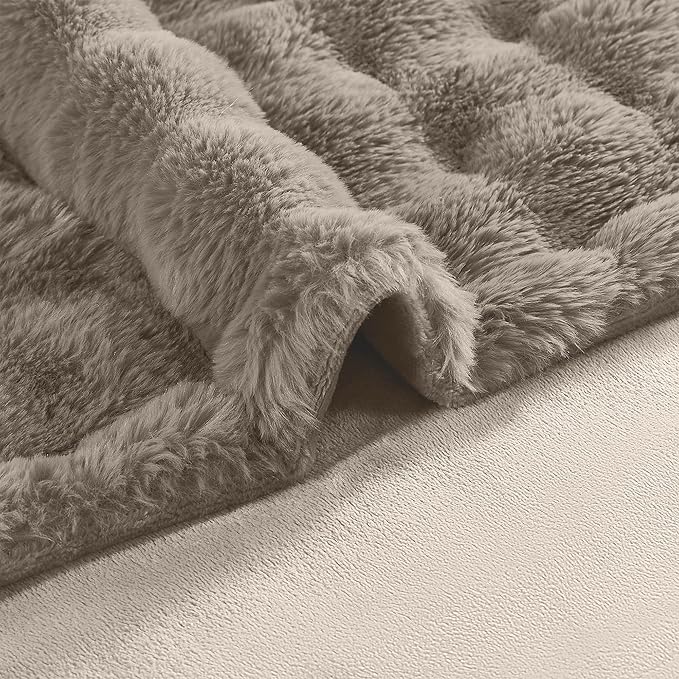 Modern Threads Water-Resistant Faux Rabbit Fur Pet Blanket for Dogs & Cats – Ultra-Soft Couch, Bed & Crate Protector, 50x60 Brown