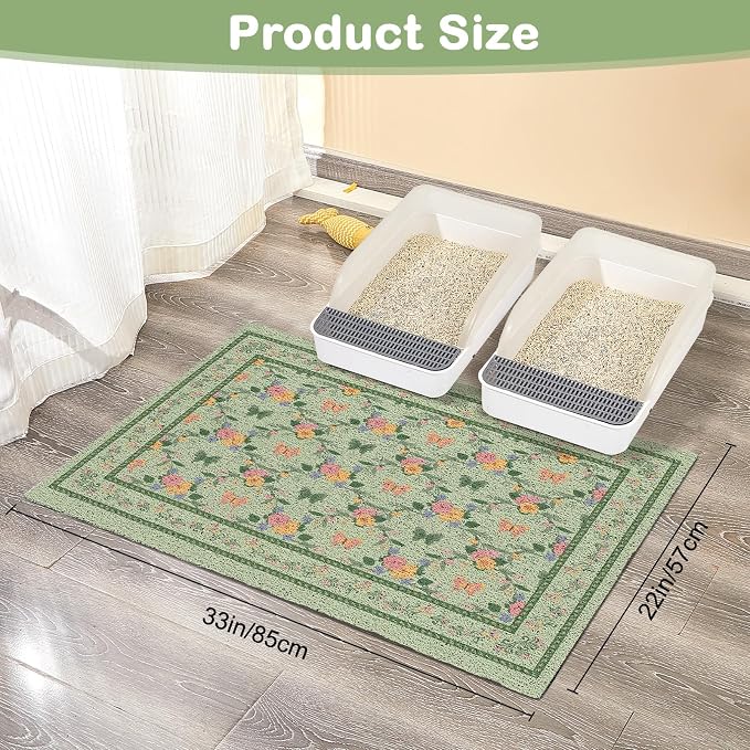 Unicorn Catcher 33"x22" Cat Litter Mat Non-Slip Washable Litter Box Mat | High-Density PVC Litter Catcher Mat Efficiently Traps Scattered Litter From Paws To Keep Floors Clean