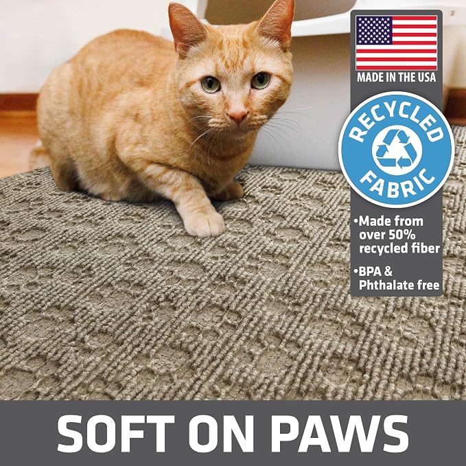 Drymate Cat Litter Box Mat, Litter Trapping Mat, Tan, 28x34 XL | Waterproof, Urine-Proof, Absorbent, Machine Washable, Soft on Paws, Contains Mess, Protects Floors, Kitten Supplies, USA Made