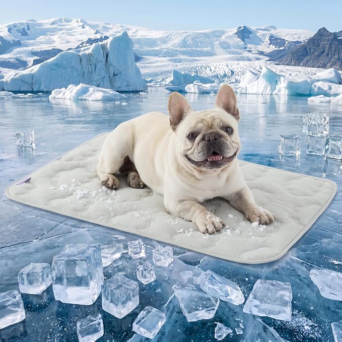 LE SURE Dog Cooling Mat for Medium Dogs - Q-Max>0.5 Breathable Thin Cool Crate Pad for Puppy with Chill Fiber and Innovative Mesh Base Design, Portable Washable Pet Kennel Mat for Summer, 29x21,Grey