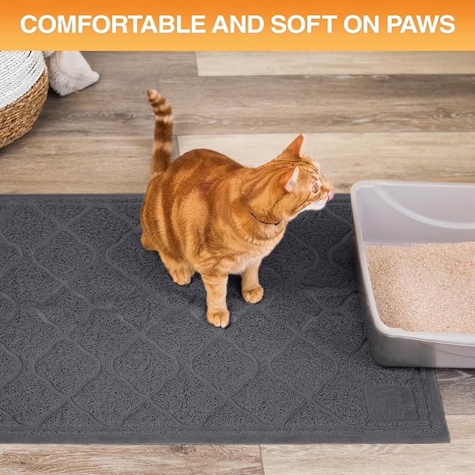 Neater Pets Neater Mat Cat Litter Mat, Thick & Durable Cat Mat for Litter Box, Trapper Pad Catches Mess to Protect Indoor Floors, Soft on Kitty Paws, Anti-Skid Grip Backing, Easy to Clean, Charcoal