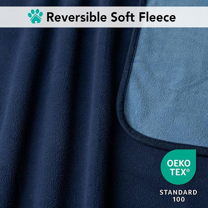PetAmi Waterproof Dog Blanket for Small Medium Dogs Cats, Pee Proof Reversible Cat Blanket for Kitten Puppy, Soft Fleece Washable Pet Throw for Couch Car Crate Liner, 29x40 Navy Blue